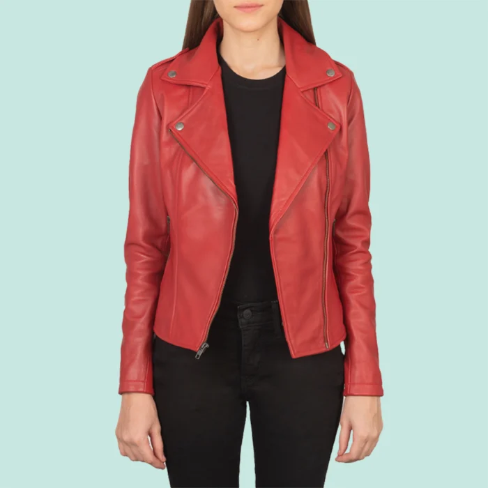 Flashback Red Leather Biker Jacket