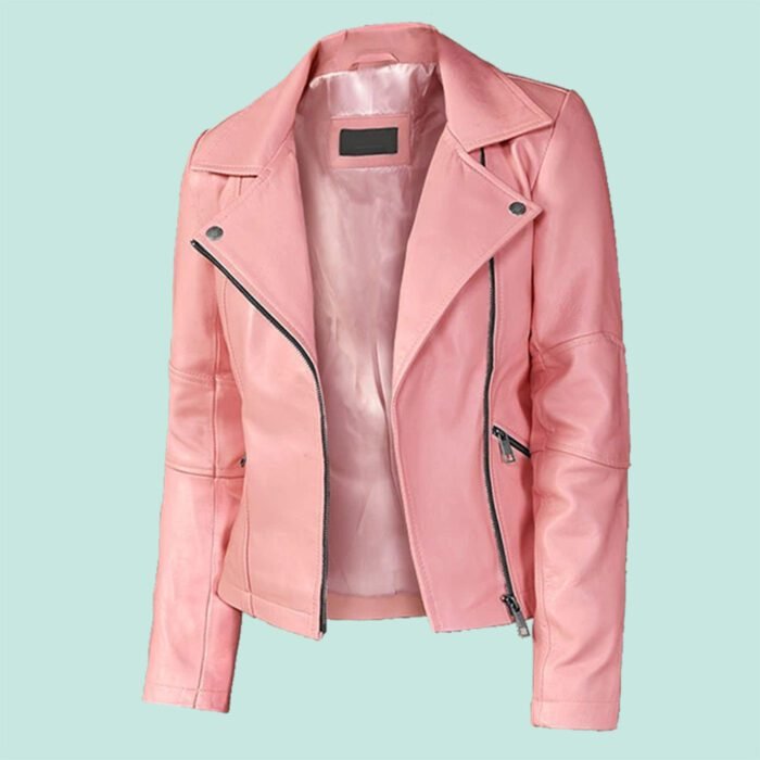 Women Pink Leather Jacket