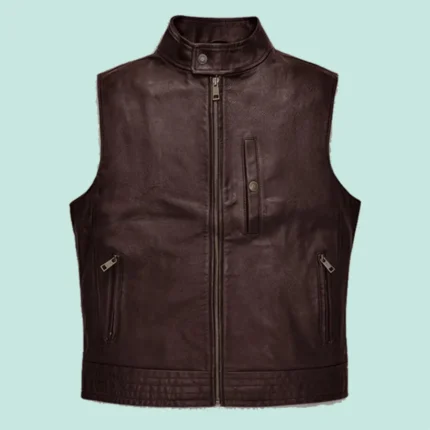 Maroon Leather Biker Vest