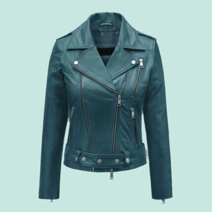 Prussian Blue Washed & Wax Jessica Alba Leather Jacket