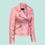 Women Pink Leather Jacket