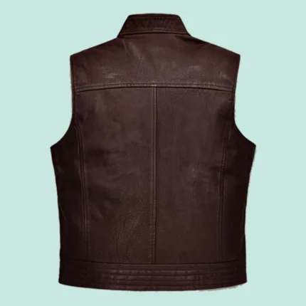 Maroon Leather Biker Vest