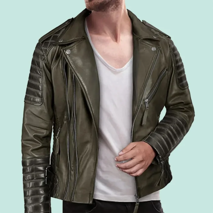 Charles Burnt Olive Leather Jackets