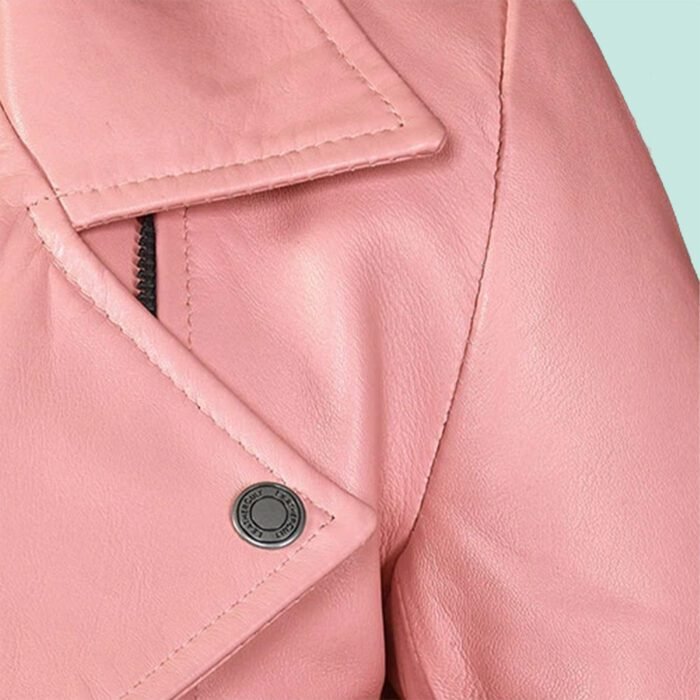 Women Pink Leather Jacket