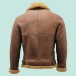 Mens Brown B3 Shearling Sheepskin WW2 Bomber Leather Flying Aviator Jacket