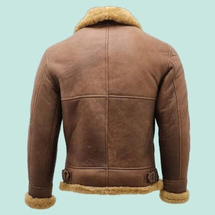 Mens Brown B3 Shearling Sheepskin WW2 Bomber Leather Flying Aviator Jacket