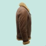 Mens Brown B3 Shearling Sheepskin WW2 Bomber Leather Flying Aviator Jacket