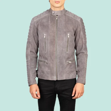 Damian Grey Suede Biker Jackets