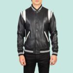 Dantee Black Leather Varsity Jacket