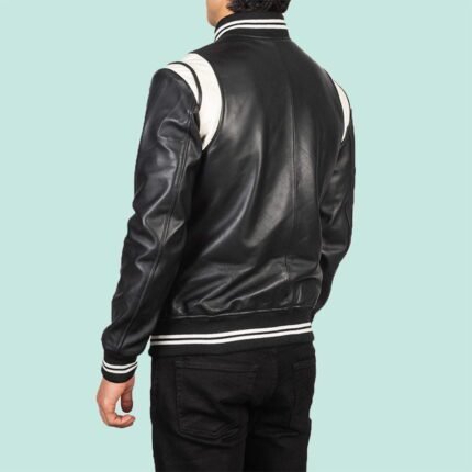 Dantee Black Leather Varsity Jacket