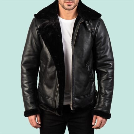 Francis B-3 Black Leather Bomber Jackets