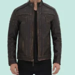 Monroe Distressed Brown Leather Jacket