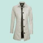 Kandis Womens Off White Real Leather Car Coat