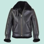 Classic B-3 Sheepskin Black Leather Bomber Jacket