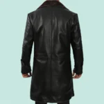 Black Long Leather Coat with Brown Fur Shearling