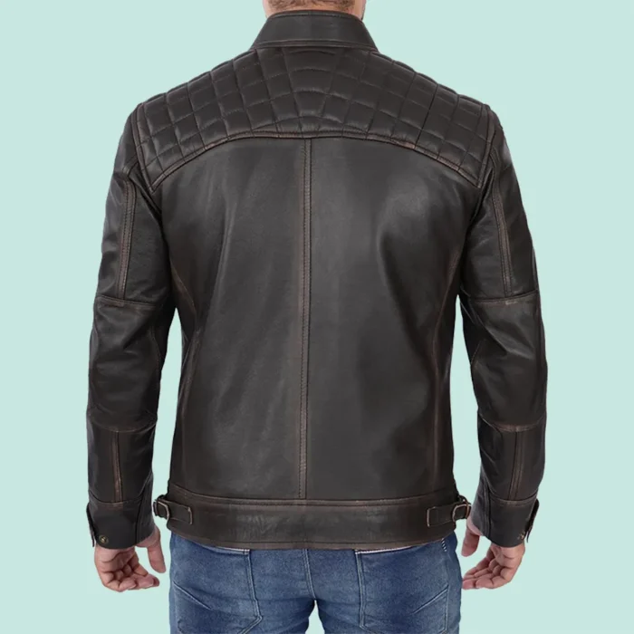 Mens Cafe Racer Distressed High Quality Brown Leather Jacket