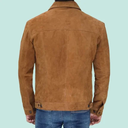 Tan Mens Trucker Real Suede Jacket