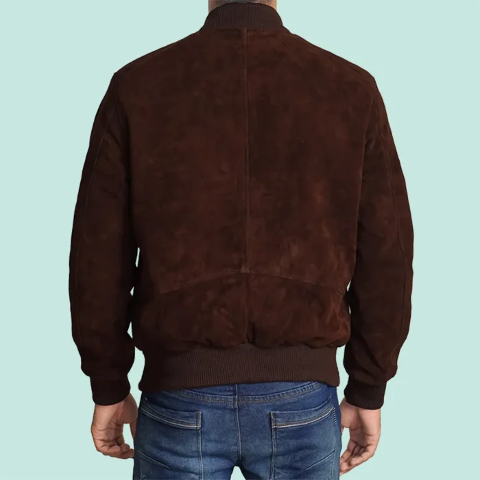 Adamsville Mens Dark Brown Suede Leather Bomber Jacket