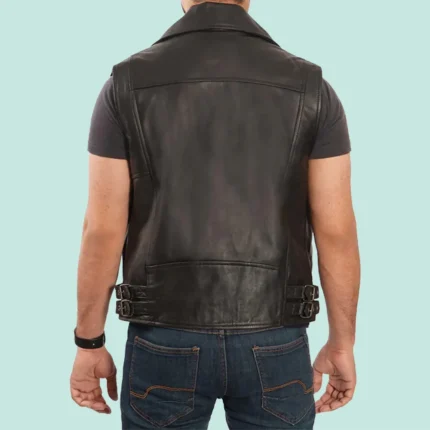 Nolan Real Leather Mens Asymmetrical Biker Vest