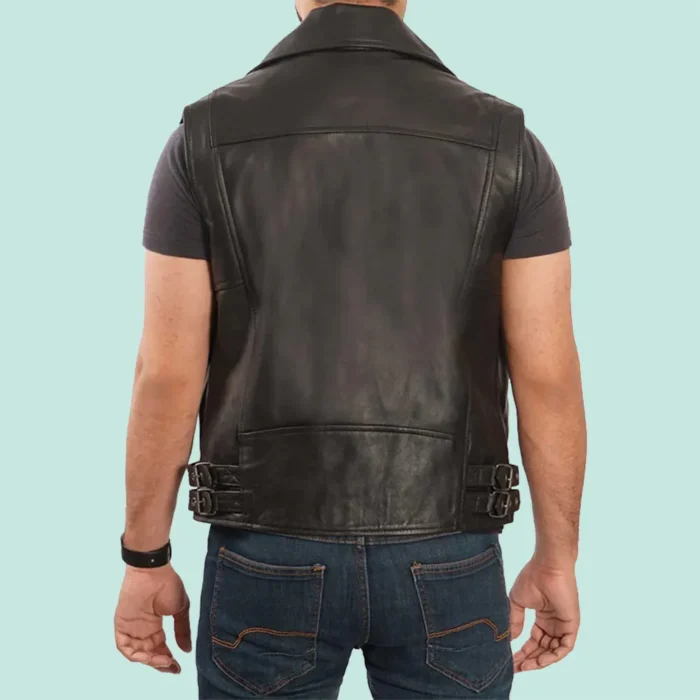 Nolan Real Leather Mens Asymmetrical Biker Vest