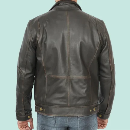 Moffit Dark Brown Cafe Racer Leather Jacket