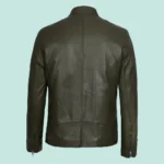 Dodge Men's Green Cafe Racer Leather Jacket