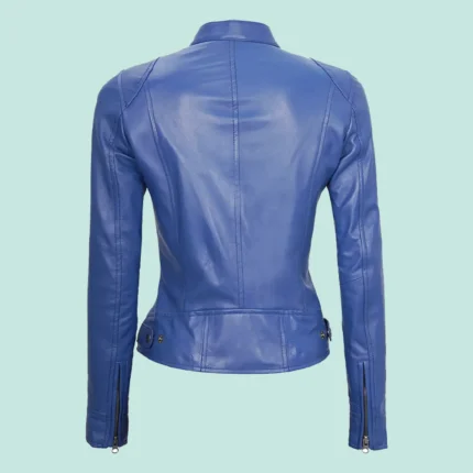 Cafe Racer Women's Blue Leather Jacket