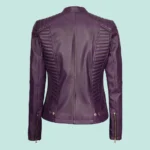 Rachel Purple Cafe Racer Leather Jacket Women's