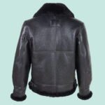 Classic B-3 Sheepskin Black Leather Bomber Jacket