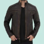 Monroe Distressed Brown Leather Jacket