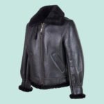 Classic B-3 Sheepskin Black Leather Bomber Jacket