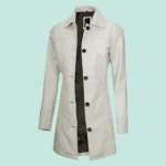 Kandis Womens Off White Real Leather Car Coat