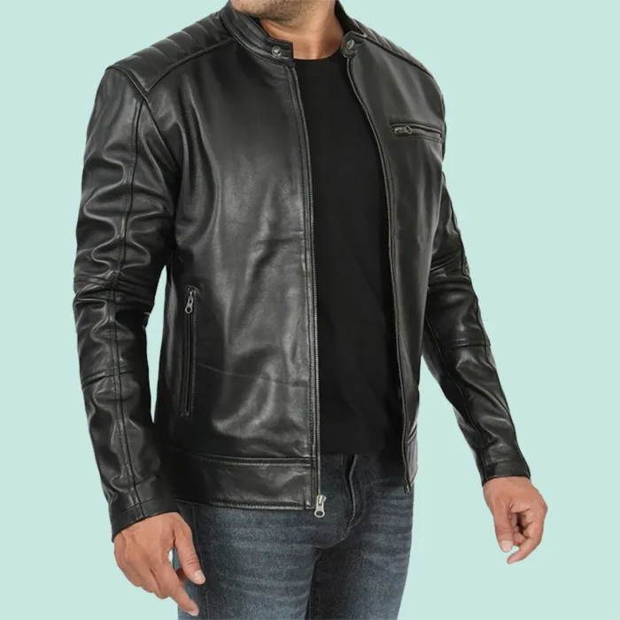 Black Men's Leather Motorcycle Jacket