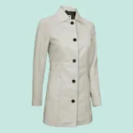 Kandis Womens Off White Real Leather Car Coat