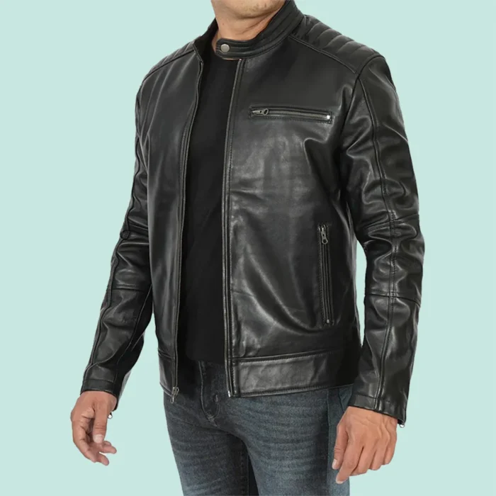 Black Men's Leather Motorcycle Jacket