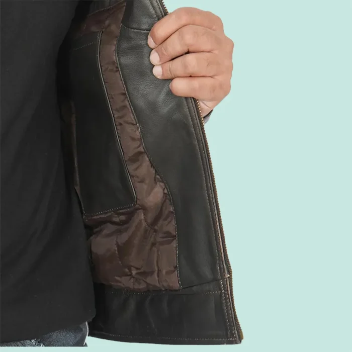 Moffit Dark Brown Cafe Racer Leather Jacket