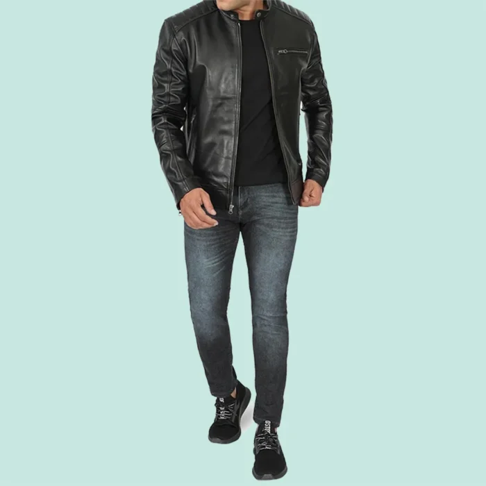 Black Men's Leather Motorcycle Jacket