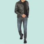 Moffit Dark Brown Cafe Racer Leather Jacket