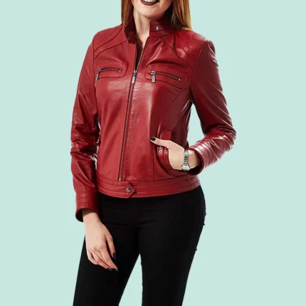 Ruby Women’s Red Leather Vintage Classic Jacket