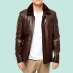 Bernard Men’s Chestnut Leather Blackout Jacket