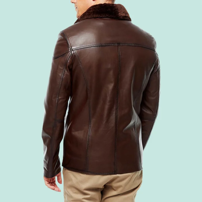 Bernard Men’s Chestnut Leather Blackout Jacket