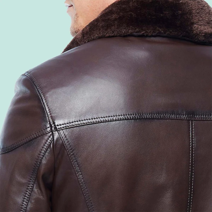 Bernard Men’s Chestnut Leather Blackout Jacket