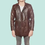 Men’s 100% Real Brown Leather Trench Coat