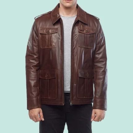 Jamie Campbell Bower Men’s Brown Leather Jacket