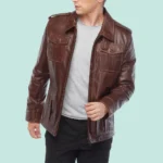 Jamie Campbell Bower Men’s Brown Leather Jacket