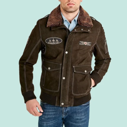 Sean O’Pry Men’s Brown Leather Air Force Jacket