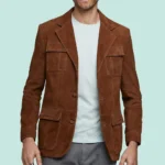 David Gandy Men’s Real Brown Leather Suede Coat