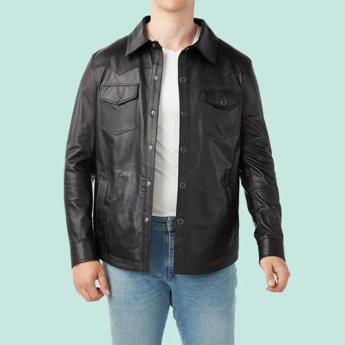 Guido Men’s Real Black Leather Trucker Jackets