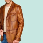 David Gandy Men’s Tan Brown Leather Coat