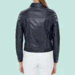 Women’s Navy-Blue Leather Edgy Stylish Jacket